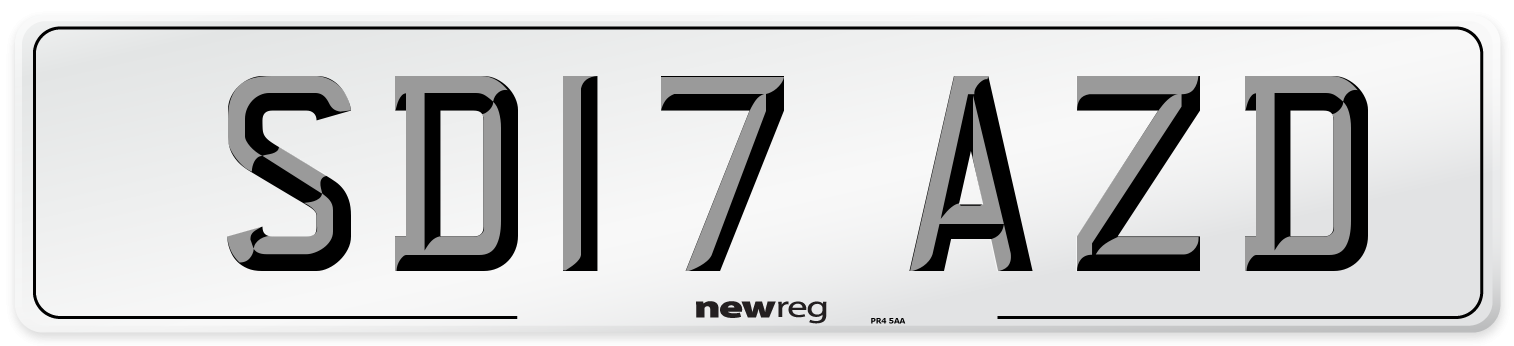SD17 AZD Number Plate from New Reg